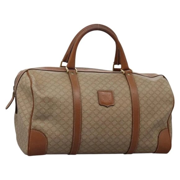 CELINE Macadam Canvas Boston Bag PVC Beige Gold - Picture 1 of 14